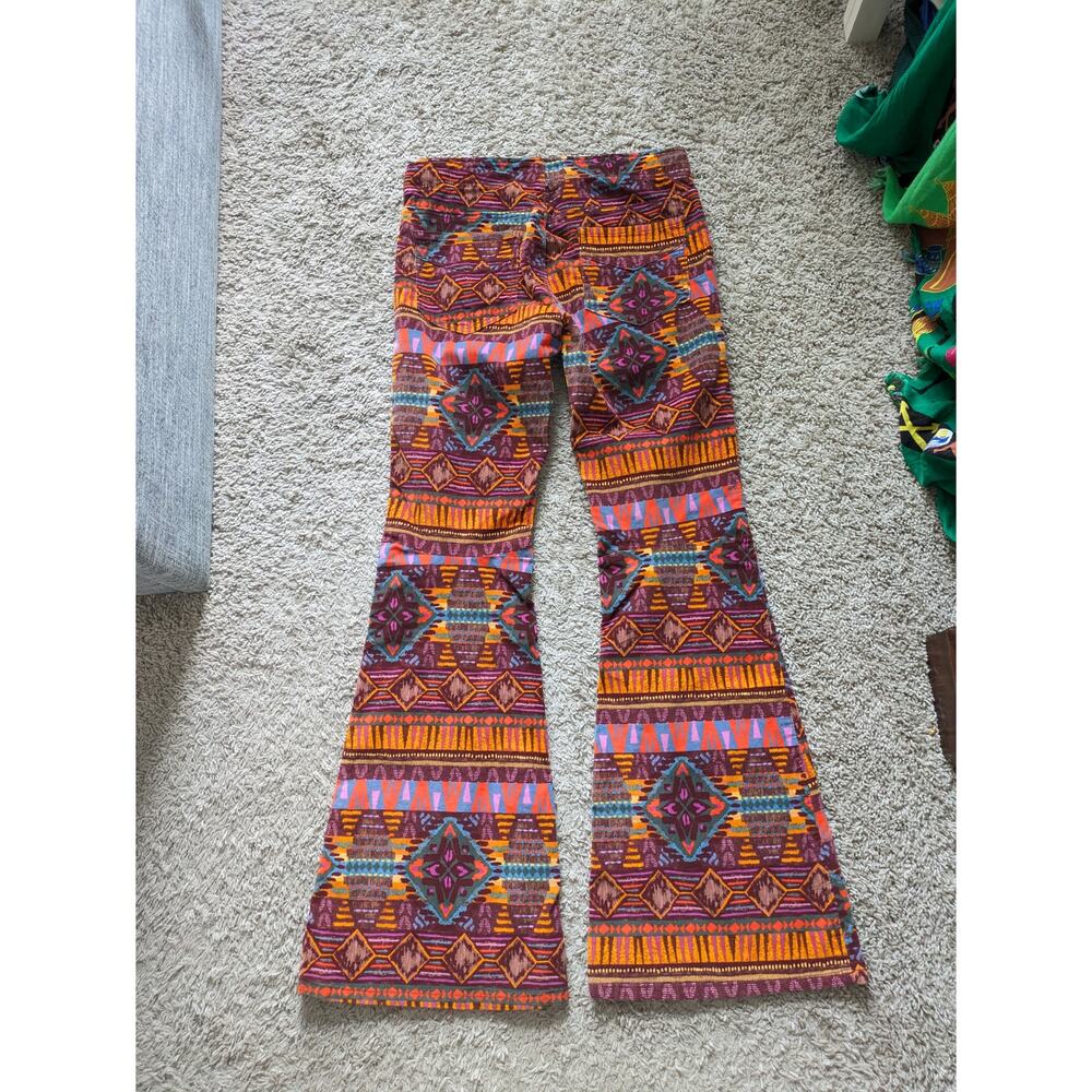 We The Free People Corduroy Flare Pants 30 Orange Tribal Western Pull On 70s - Picture 7 of 7